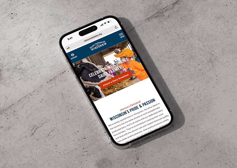 Dairy Farmers of Wisconsin mobile mockup