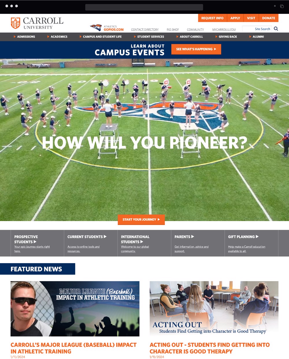 Carroll University homepage 
