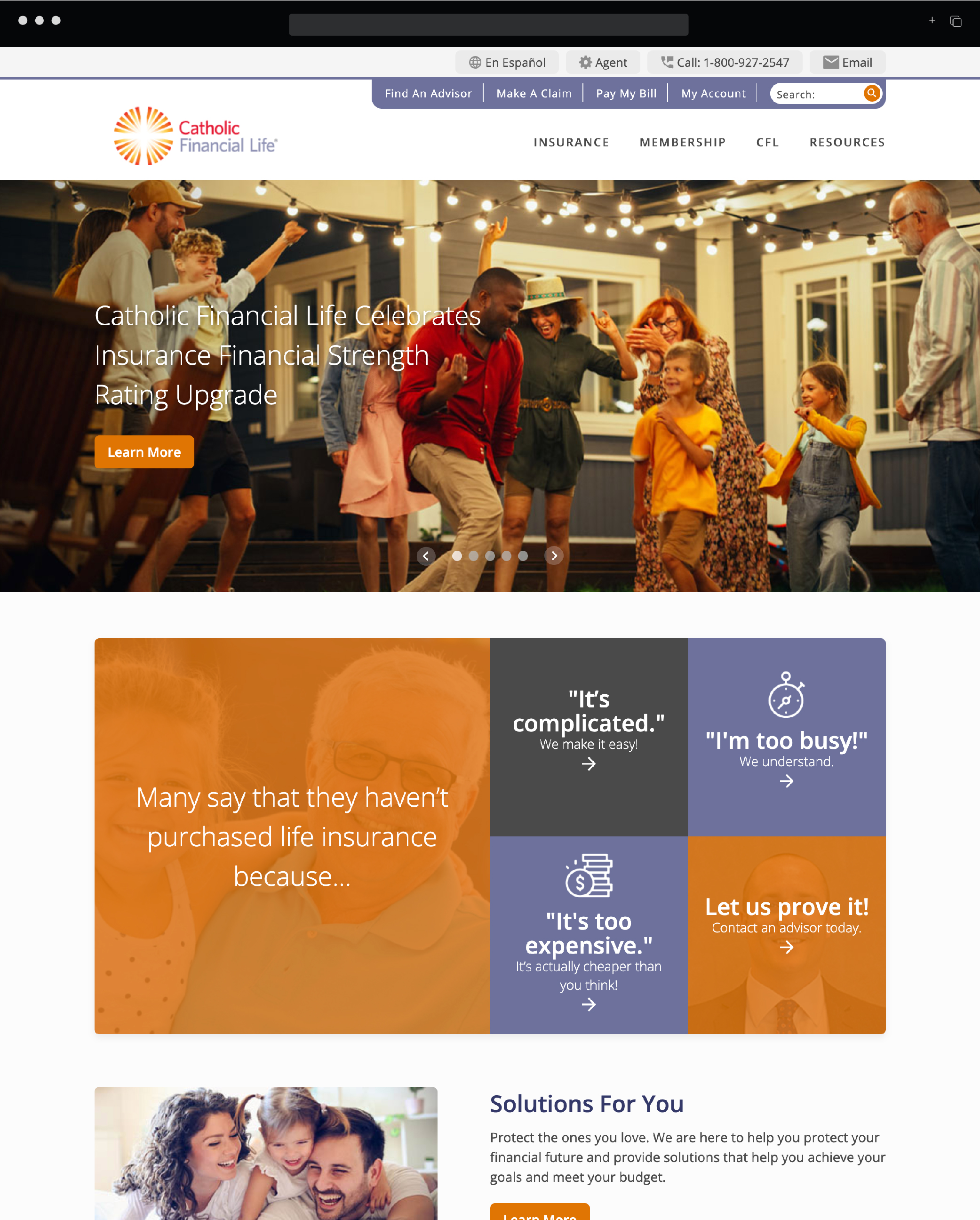 Catholic Financial Life homepage 