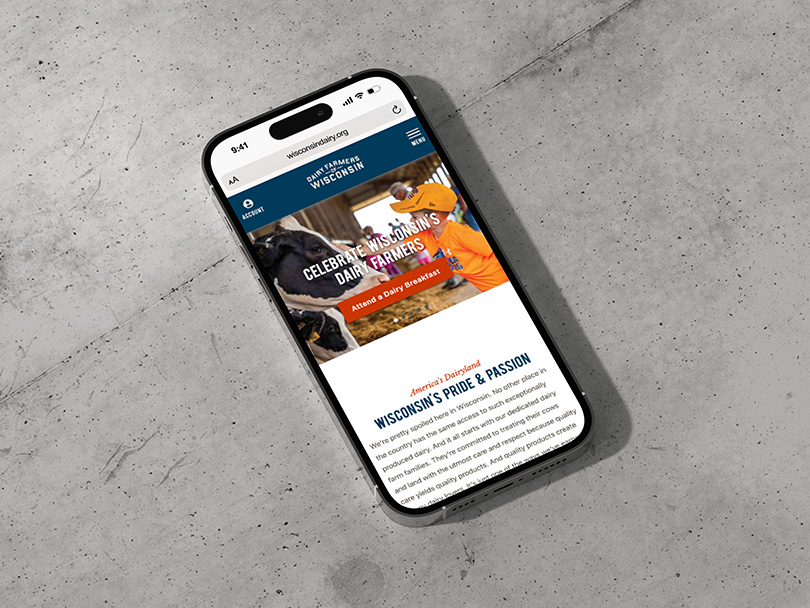 Dairy Farmers of Wisconsin mobile mockup
