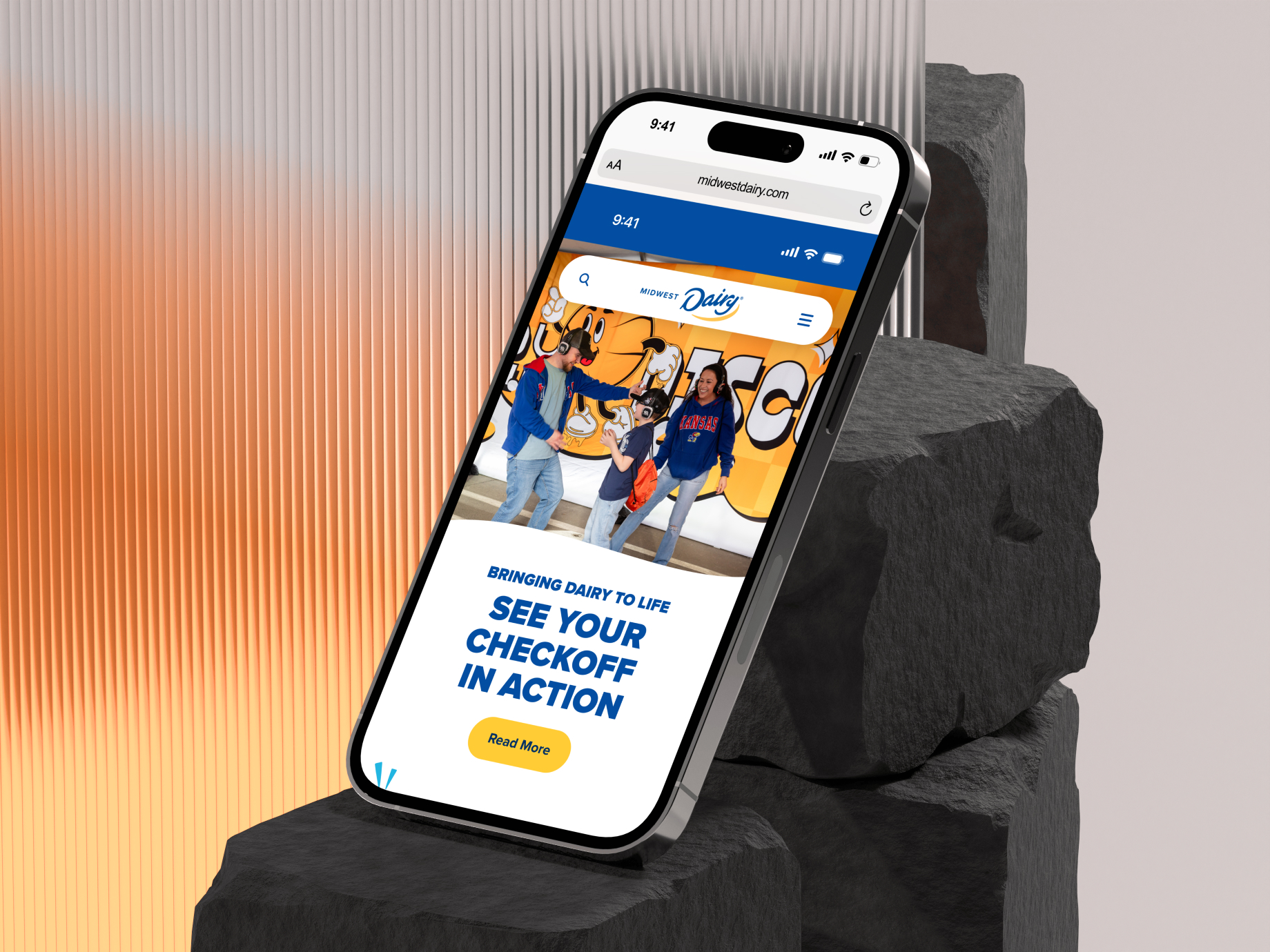 Midwest Dairy mobile mockup