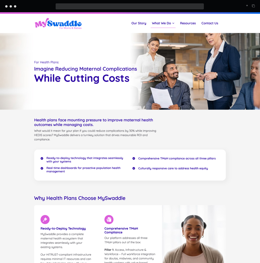 About Us page design for mySwaddle.com