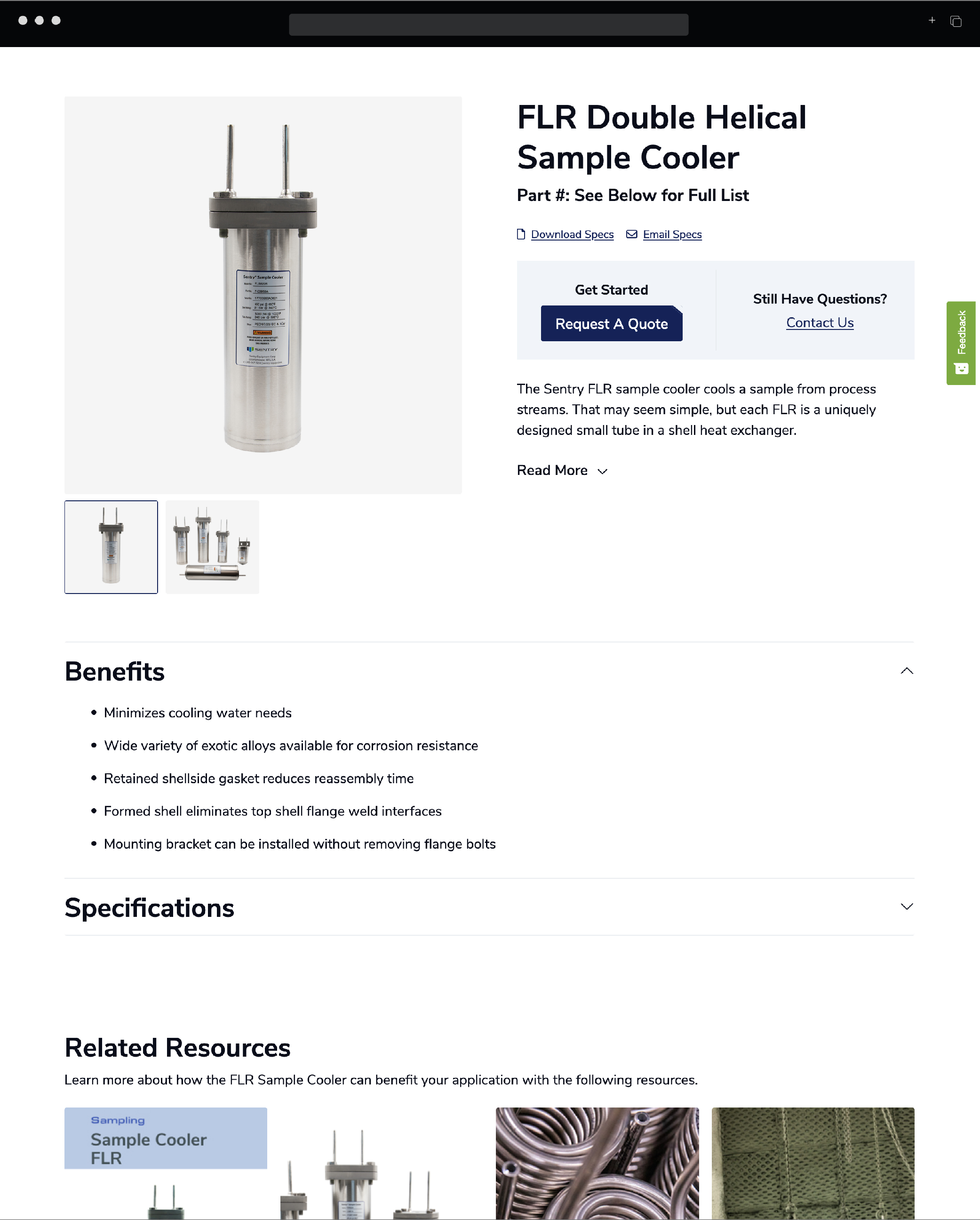 Sentry Equipment product page 