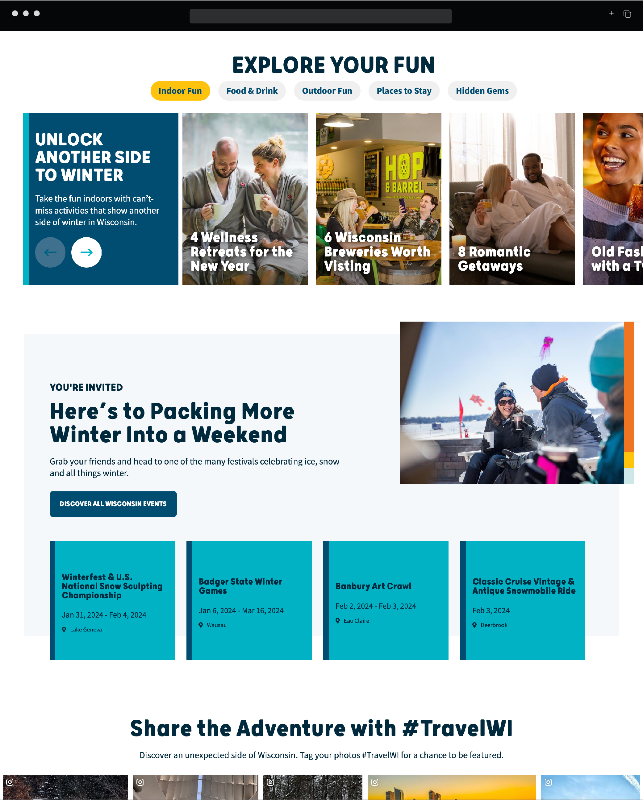 Travel Wisconsin winter page