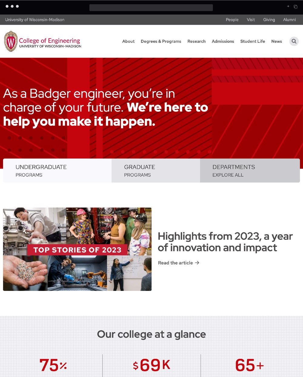 UW Madison College of Engineering homepage