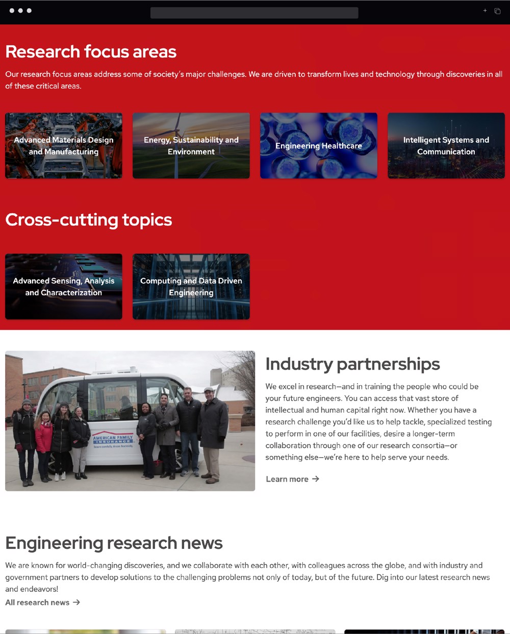UW Madison College of Engineering research page