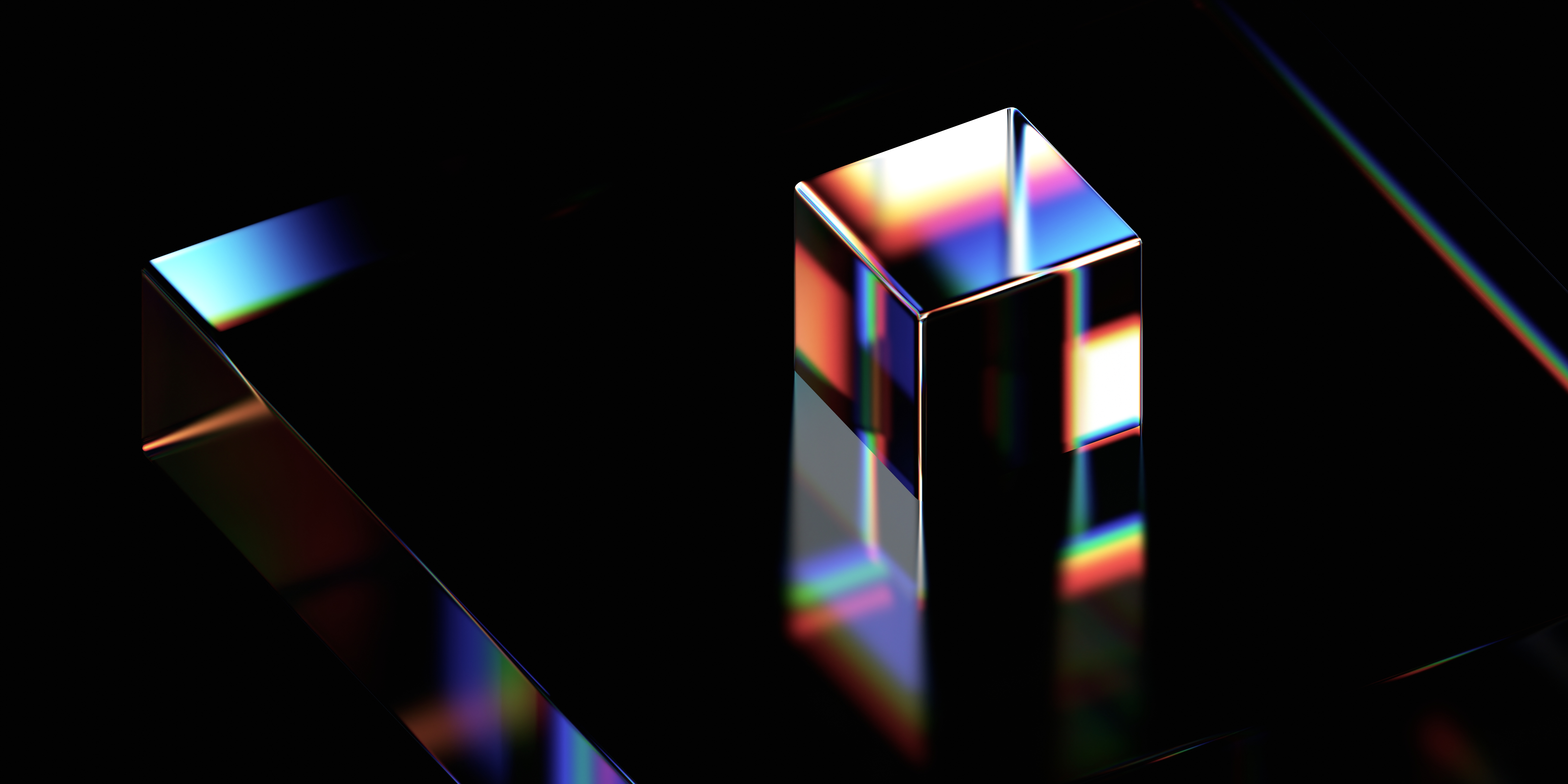 light refracting cube on dark background