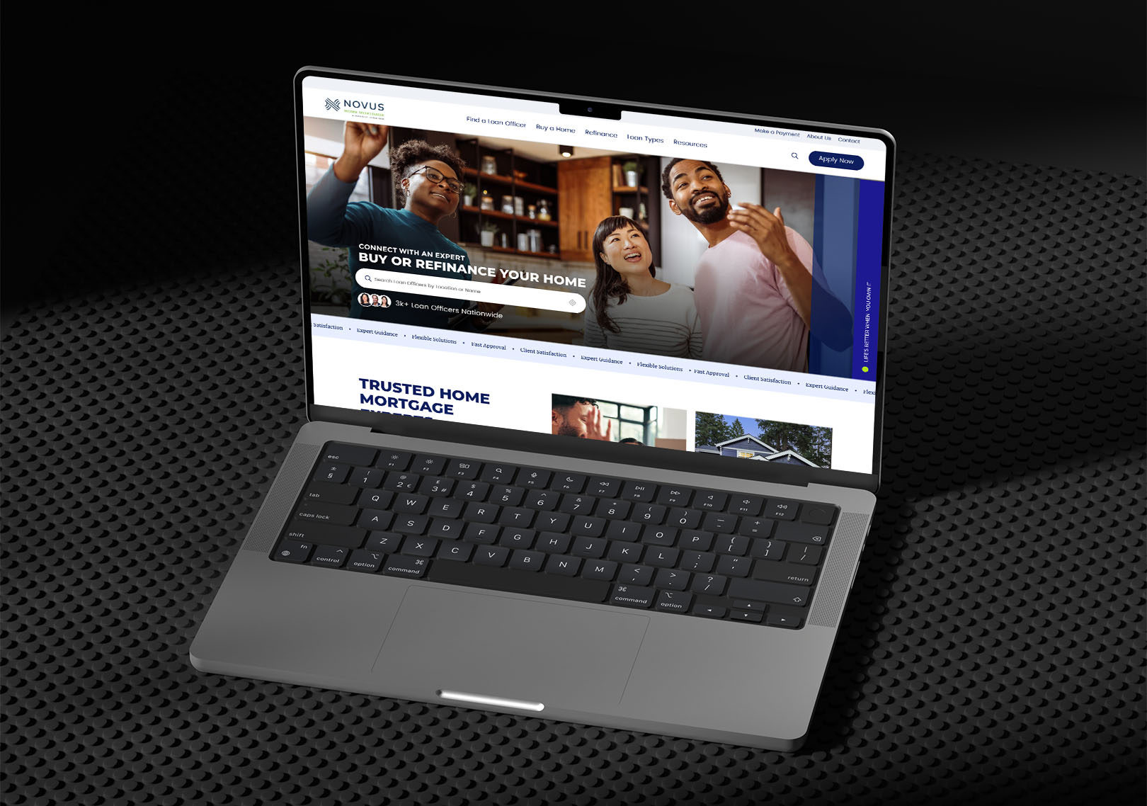 Homepage design of Novus Home Mortgage