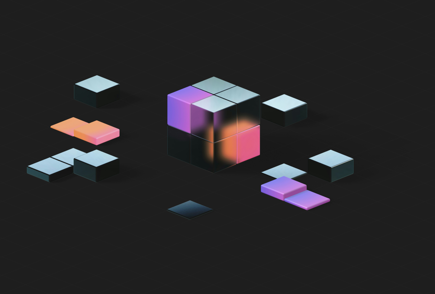 Cubes on a black background