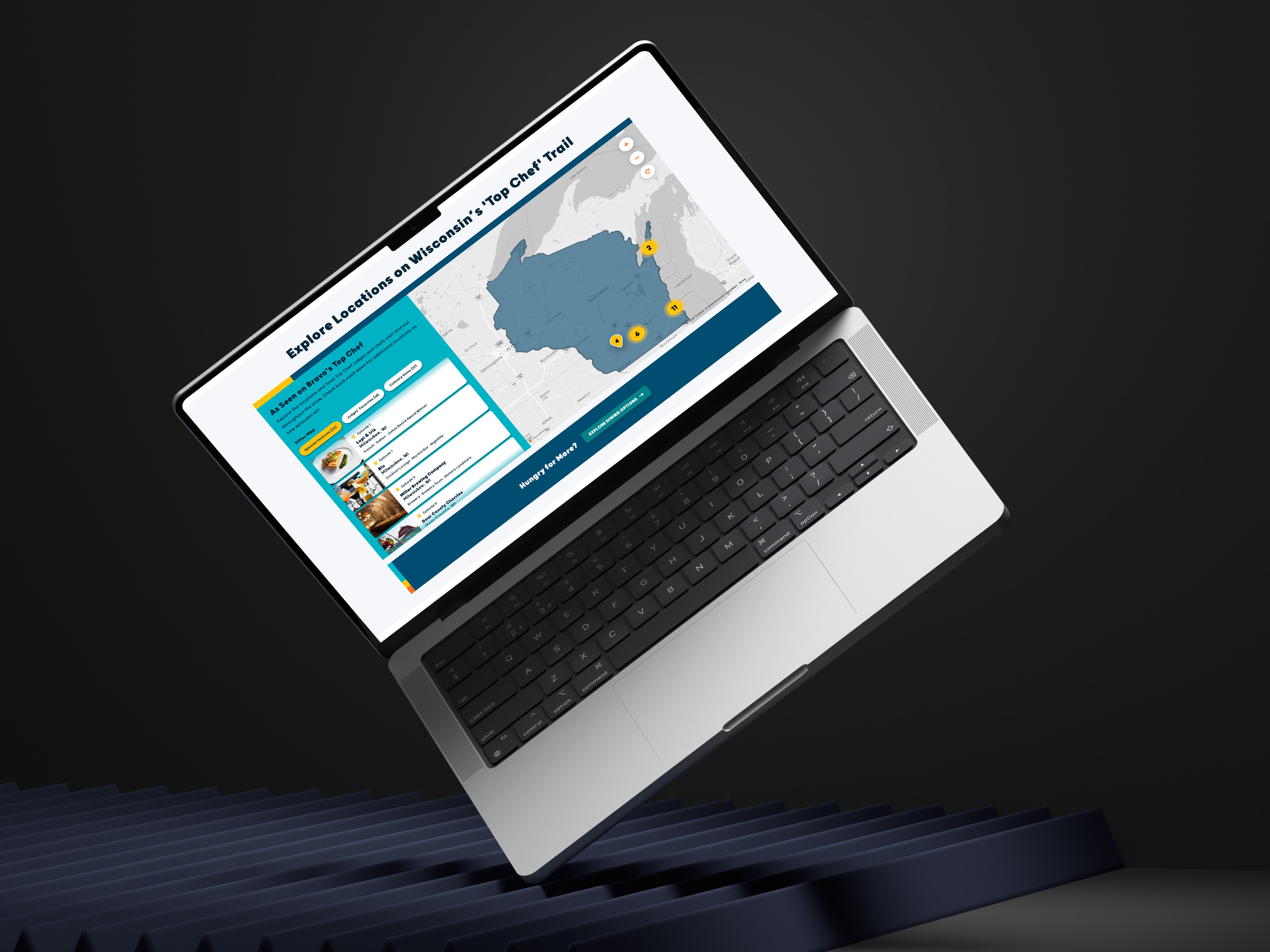 Travel Wisconsin mockup site on laptop